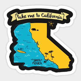 Take Me To California - Santa Monica beach graphic Sticker